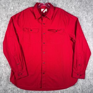 Best Made Co Shirt Mens 2XL Red Long Sleeve Elbow Patches Pockets Herringbone